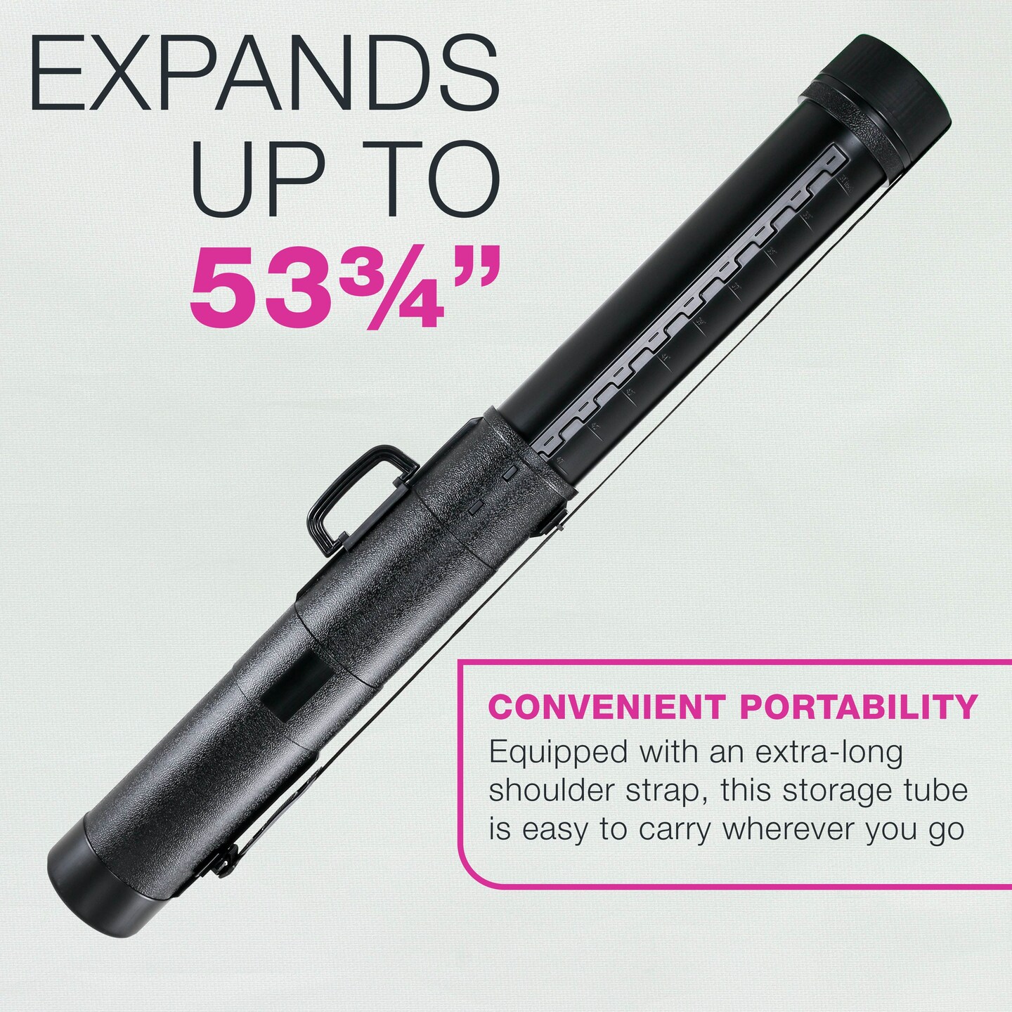 Large Poster Tube - Telescoping Adjustable 31-5/8&#x22; to 53-3/4&#x22; - Durable 5-1/2&#x22; Diameter Storage Tube - Art Poster Carrier Holder &#x26; Blueprint Storage Drafting Tube Travel &#x26; Protection