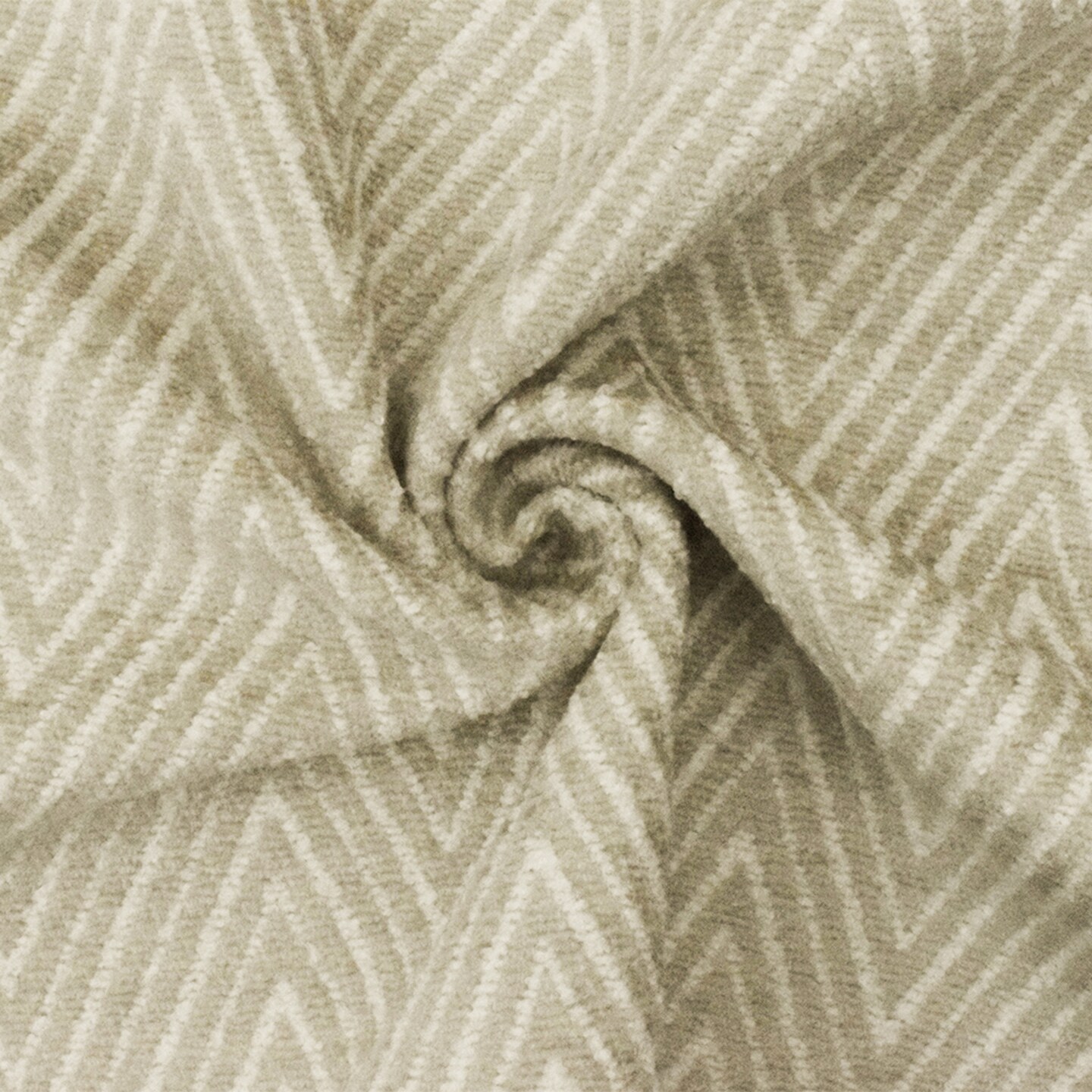White-Beige Chevron Poly Chenille Woven Home Decorating Fabric By the Yard