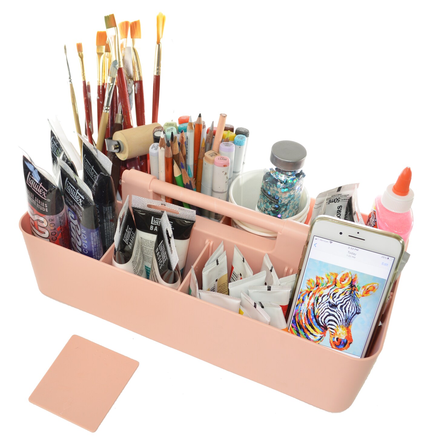 Enjoy Organizer 2 Pack Portable Caddy Stackable Plastic Organizer with Handle Desk, Makeup, Dorm, Classroom Art Organizer Made In USA