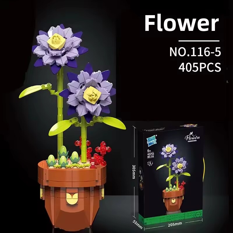 Plant Building Brick Kit - Potted Flower by Wizardi F07N11-19-5(116)
