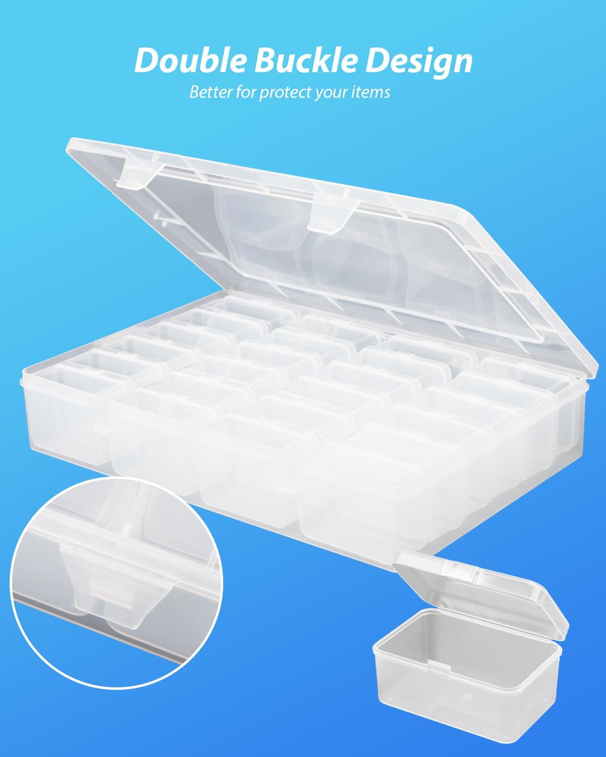 25PCS Small Bead Organizer Boxes – Clear Rectangle Storage Containers with Lids for Jewelry Making, Crafts, Nails, Screws, Seeds & Small Parts, Includes Labels