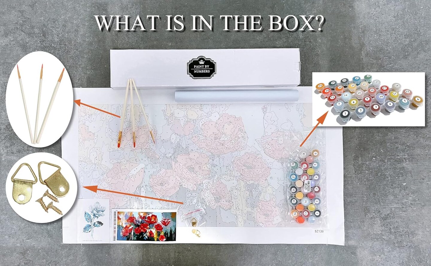 Paint by Number for Adults Beginner Students Canvas ONLY, Ideal Gift Choice for Birthday,Easter Day,Mother's day, Any Festival.DIY Acrylic Painting Kit for Room Decor-Red Flowers 12x24 inch