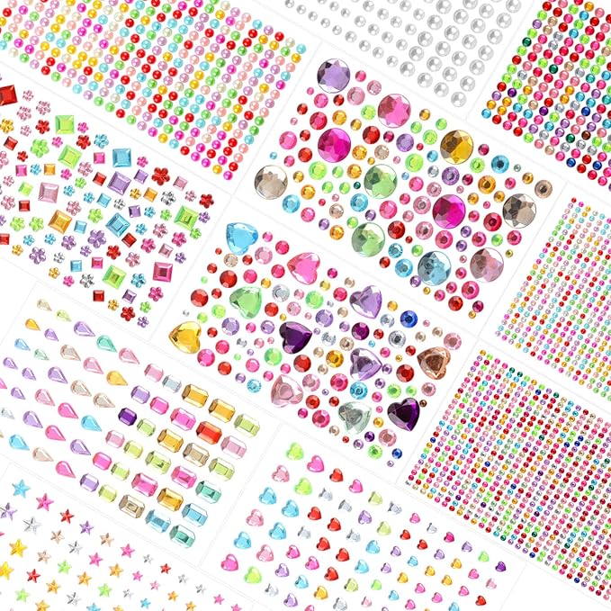 3132 Pcs Gem Stickers – Self-Adhesive Rhinestones for Crafting, Scrapbook Supplies, DIY Crafts, and Kids' Craft Supplies