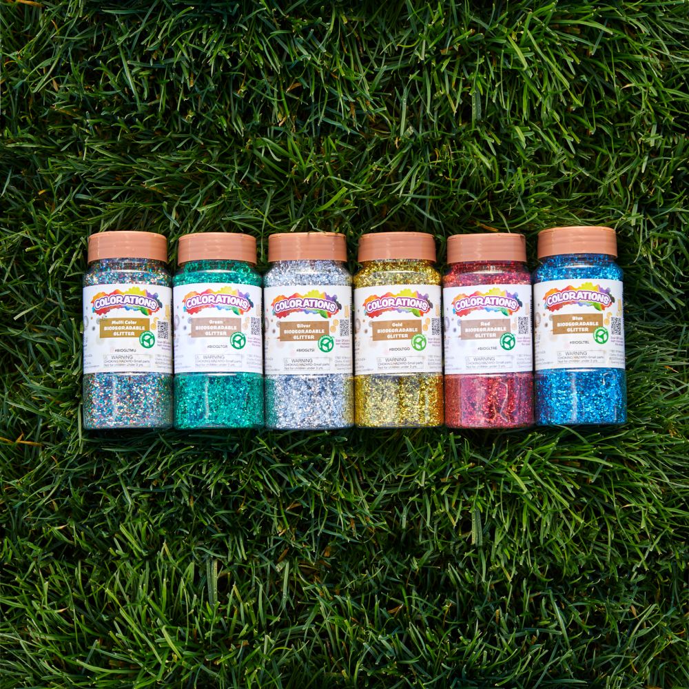 Colorations Biodegradable Glitter - 6 Colors each 4 oz