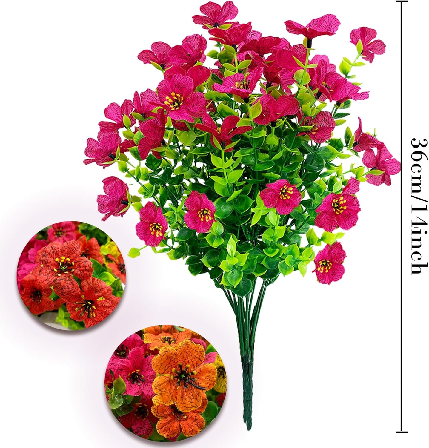 Artificial Flowers for Outdoors, Faux Flowers for Outdoor Planters,Fake Silk Spring Flower UV Resistant and No-Fade Spring Flowers Plants Long Stem for WindowBox Porch Patio Garde Decor10 pcs
