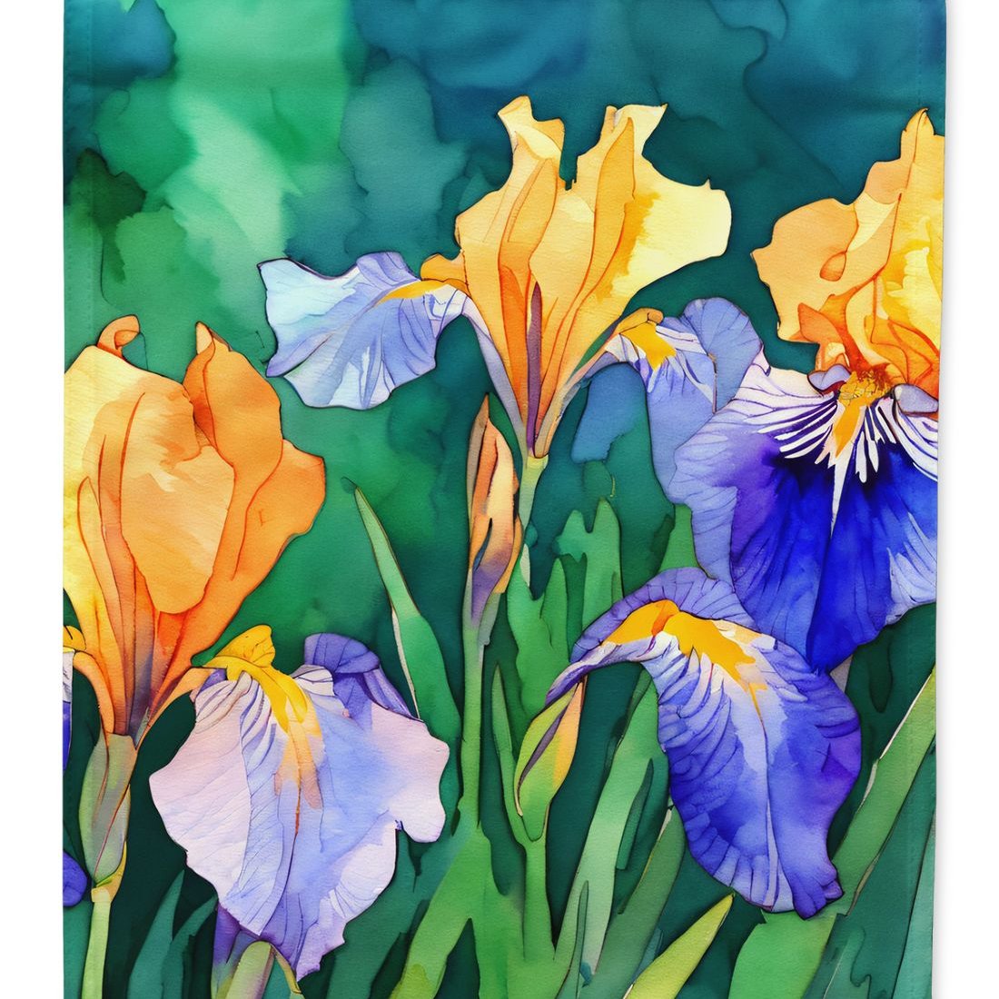 Edge Collections - 28" X 40" - Multicolor - Tennessee Iris in Watercolor Large Size - 1 Piece