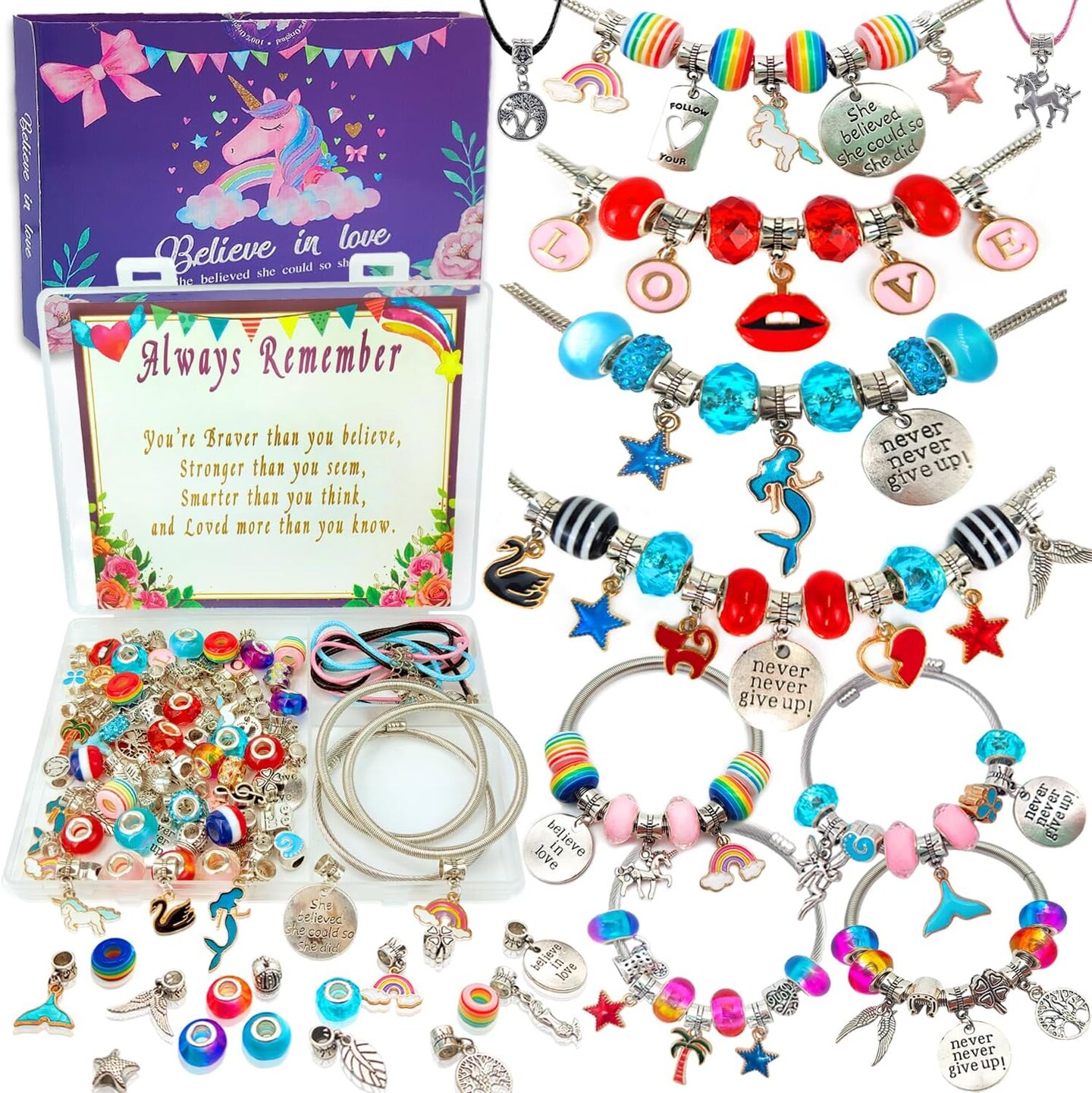 Charm Bracelet/Jewelry Making Kits for Kids Girls,Perfect Birthday Gifts,Arts Crafts Toys for 5 6 7 8 9 12 Years Old Girls