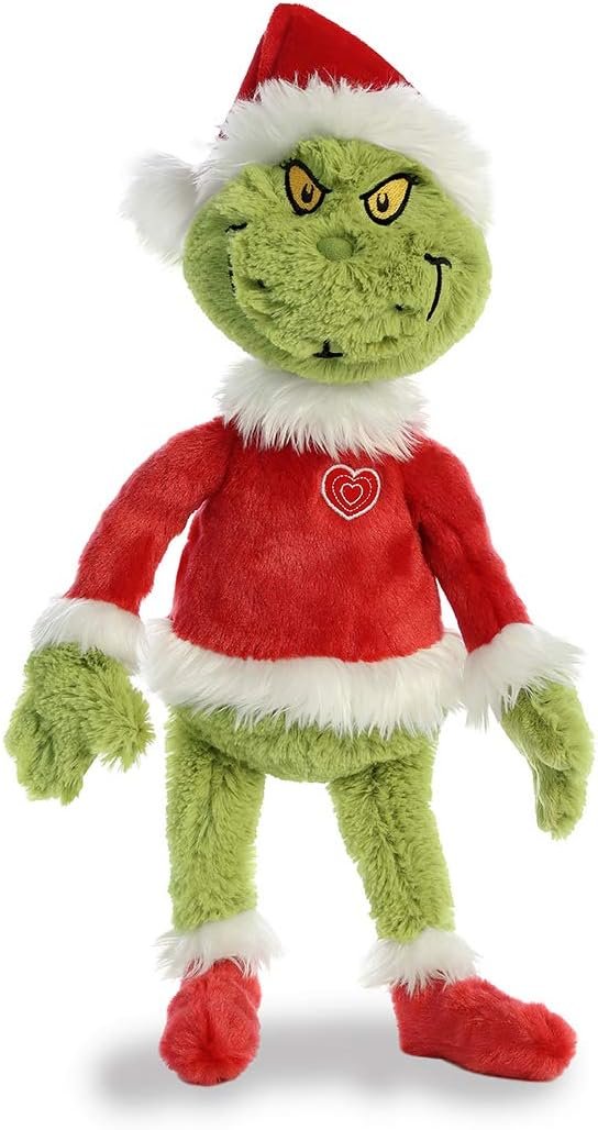 Aurora Dr. Suess Christmas Plush 2 Piece Bundle of 16&#x22; Grinch Santa with His Dog Max