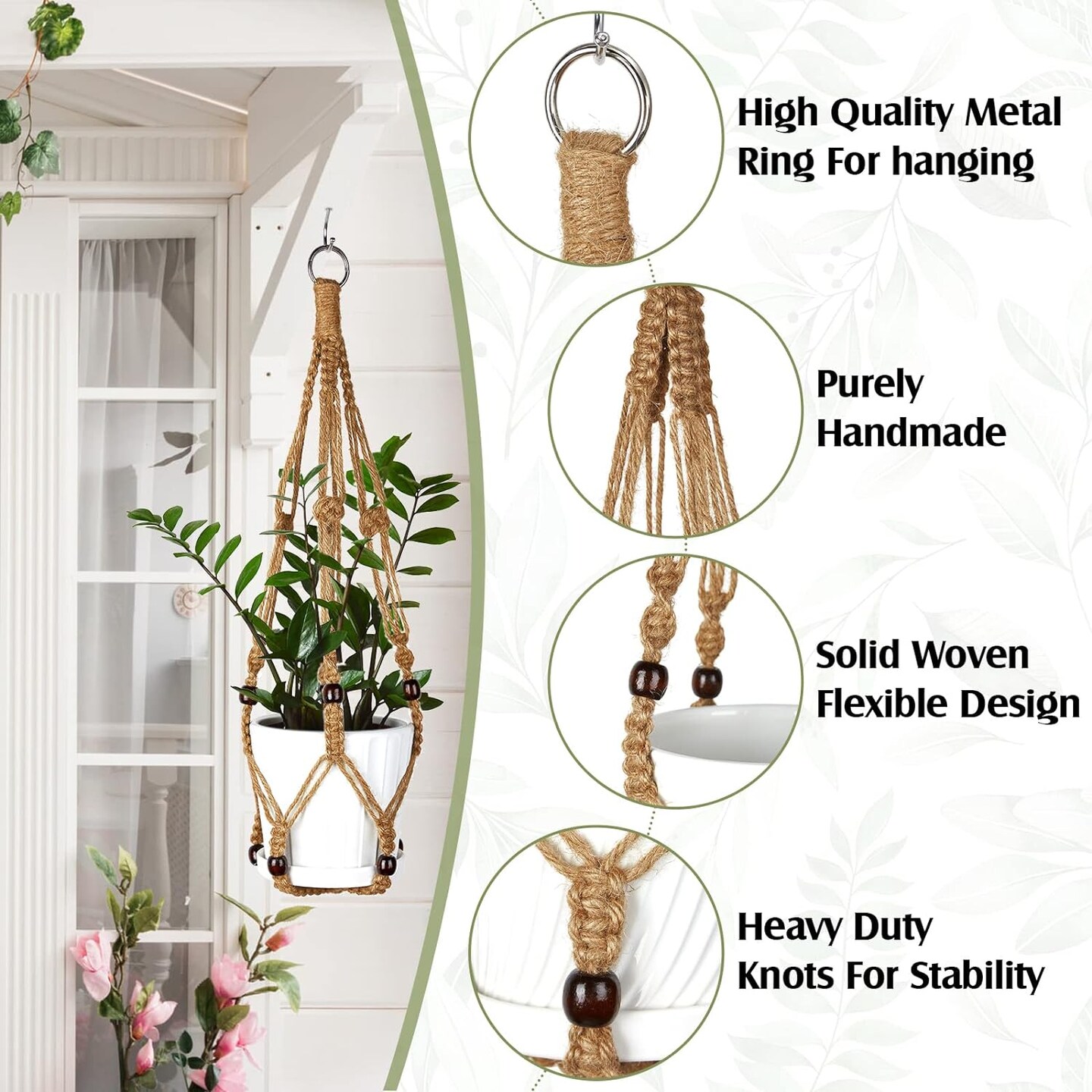 12 Pcs Macrame Plant Hangers Macrame Hanging Planters for Indoor Plants Handmade Boho Hanging Baskets Flower Pots Holder for Outdoor Home Wall Decor
