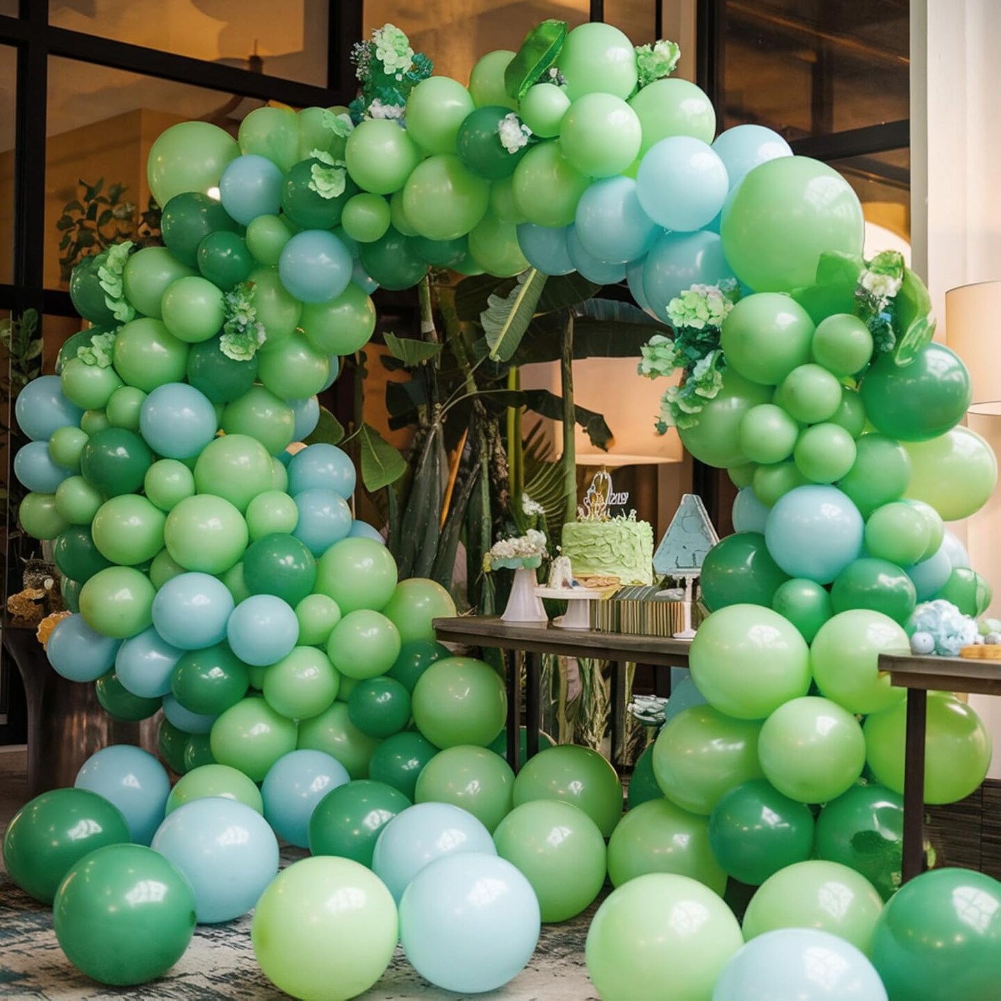 Blue & Green Balloon Arch Kit – Slate Blue, Baby Blue & Light Green Balloons for Baby Shower, Boy’s Birthday, and Pastel Seaside Party Decorations