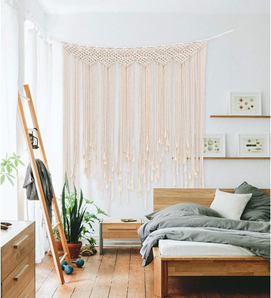 Macrame Wall Hanging Large Cotton Handmade Woven Wall Hanging for Boho Wedding Living Room Bedroom Wall Decoration