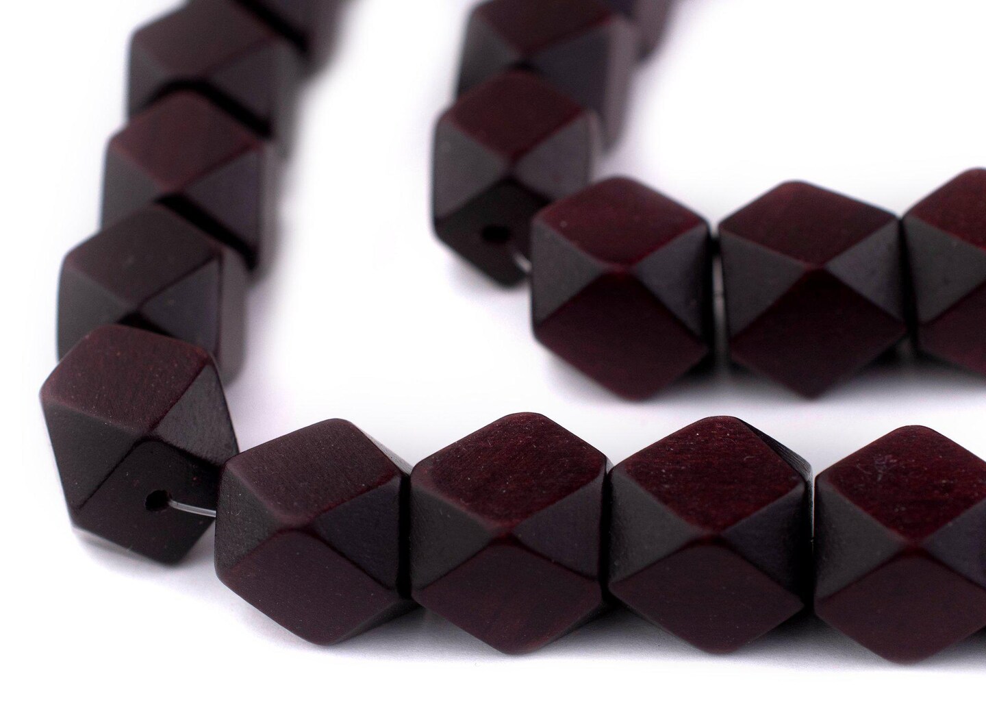 The Bead Chest Dark Brown Cornerless Cube Wood Beads: 15mm Diamond Cut Natural Organic Beads for Jewelry Making