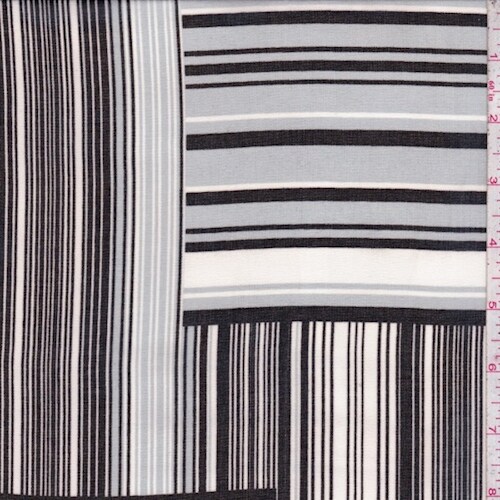 Grey/Black/White Stripe Block Chiffon Fabric By the Yard