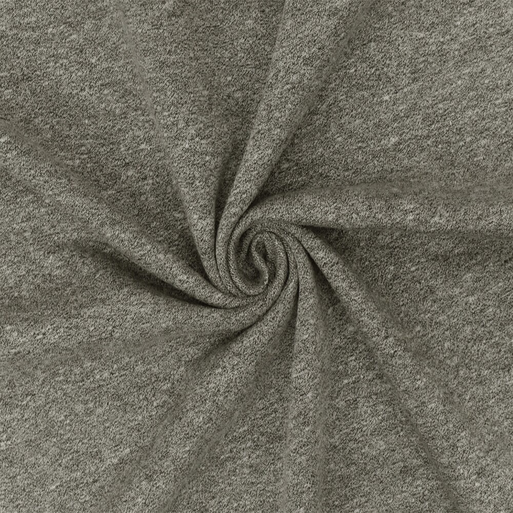 Gray-Black-Ash Textured Stretch Brushed French Terry Fleece Knit Fabric ...