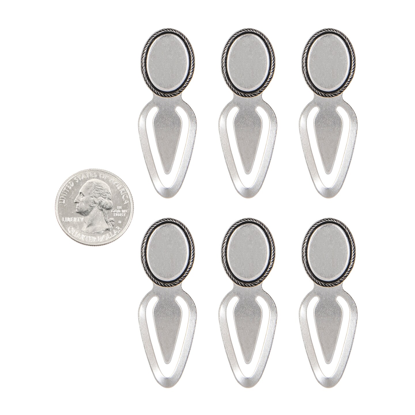 18x13mm Antiqued Pewter Plated Brass Cameo Blank Bookmark, Set of Six - P-OD01
