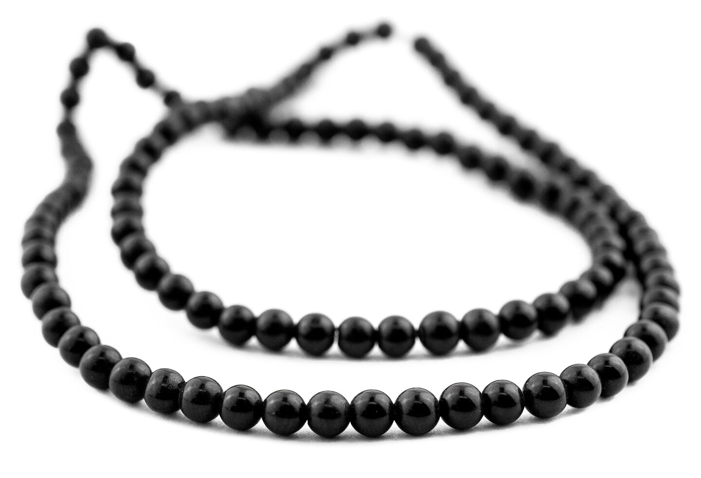 The Bead Chest Semi-Polished Round Onyx Beads 4mm Black Gemstone 16”