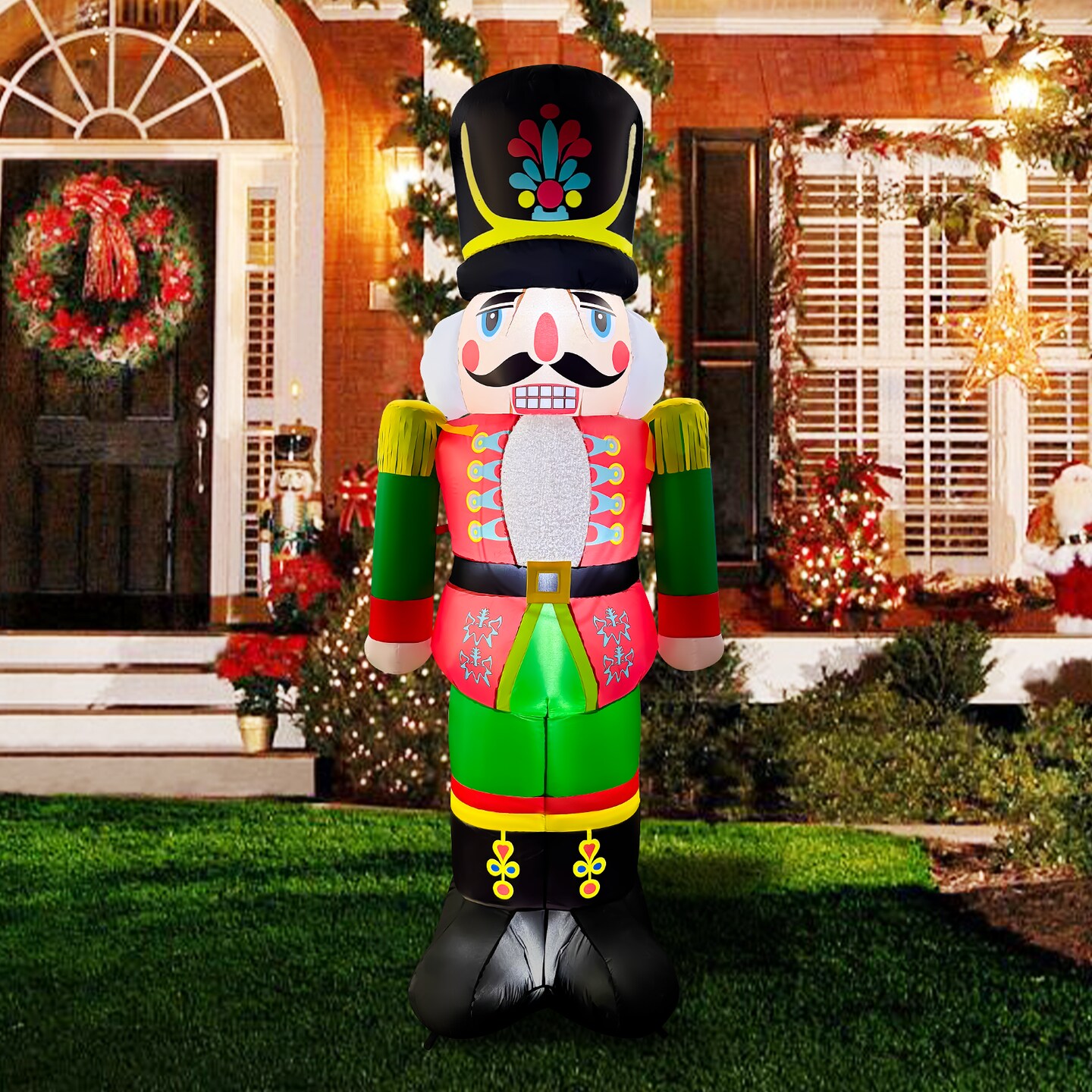 GOOSH 7FT Christmas Nutcracker Inflatable with LED Lights for Outdoor Yard Décor
