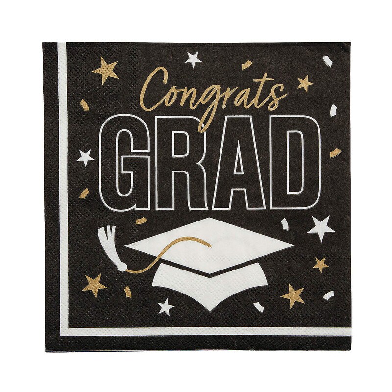 Congrats Grad Paper Luncheon Napkins 6.5 Inch Bulk Pack of 50