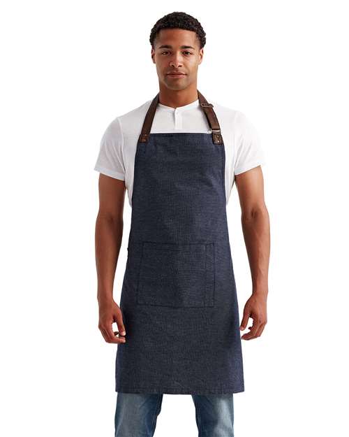 Artisan Collection by Reprime® Annex Oxford Bib Apron Durable Cotton Yarn Dyed Fabric Adjustable Neck Strap