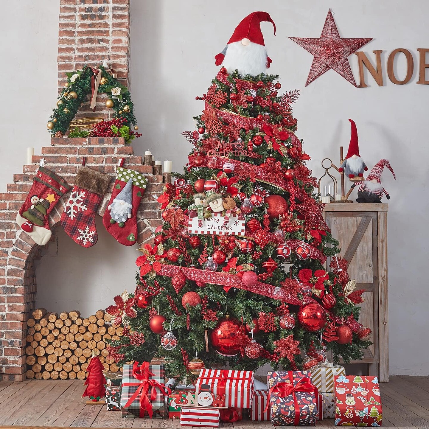 24ct Christmas Ornaments Shatterproof Christmas Ball Ornaments Set (1.57&#x27;&#x27;, Red)