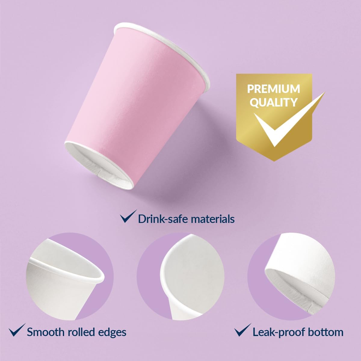 Baby Pink Disposable Paper Cups (8,5 oz, 50-Pack), Hot & Cold Paper Coffee Cups, Drinking Cups for Baby Shower, Gender Reveal Party, Baptism, Garden Party, Picnic