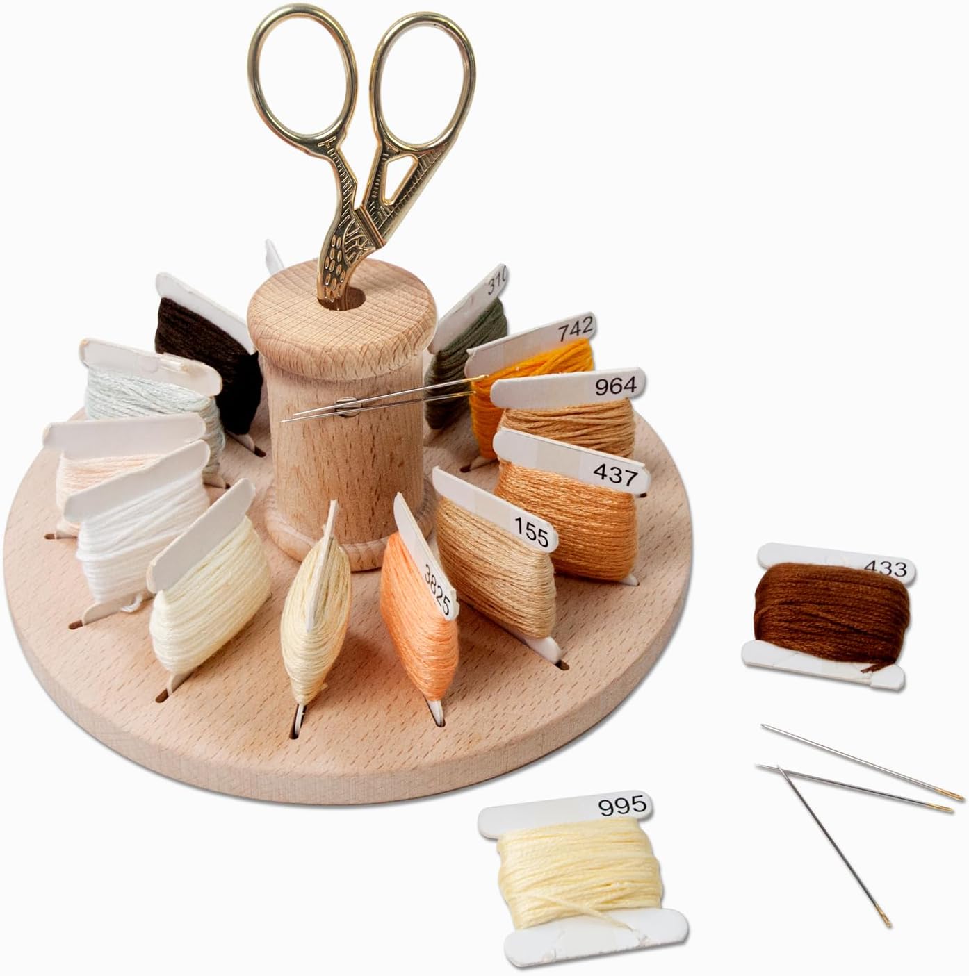 Bobbin Rack for Embroidery Floss Beech Wood Floss Organizer (Round)