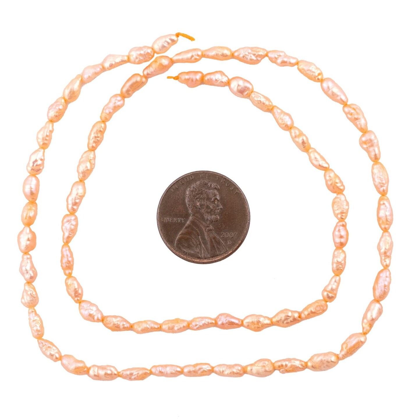 The Bead Chest Vintage Japanese Rice Pearl Beads: 3mm Lustrous Artisan Beads from Japan | Orange | Full Strand