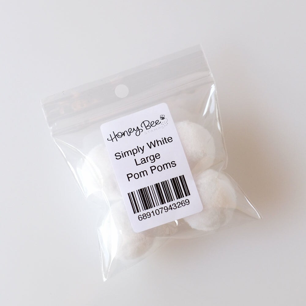 Bee Creative Large 1" Pom Poms 5 pk - Simply White - Retiring