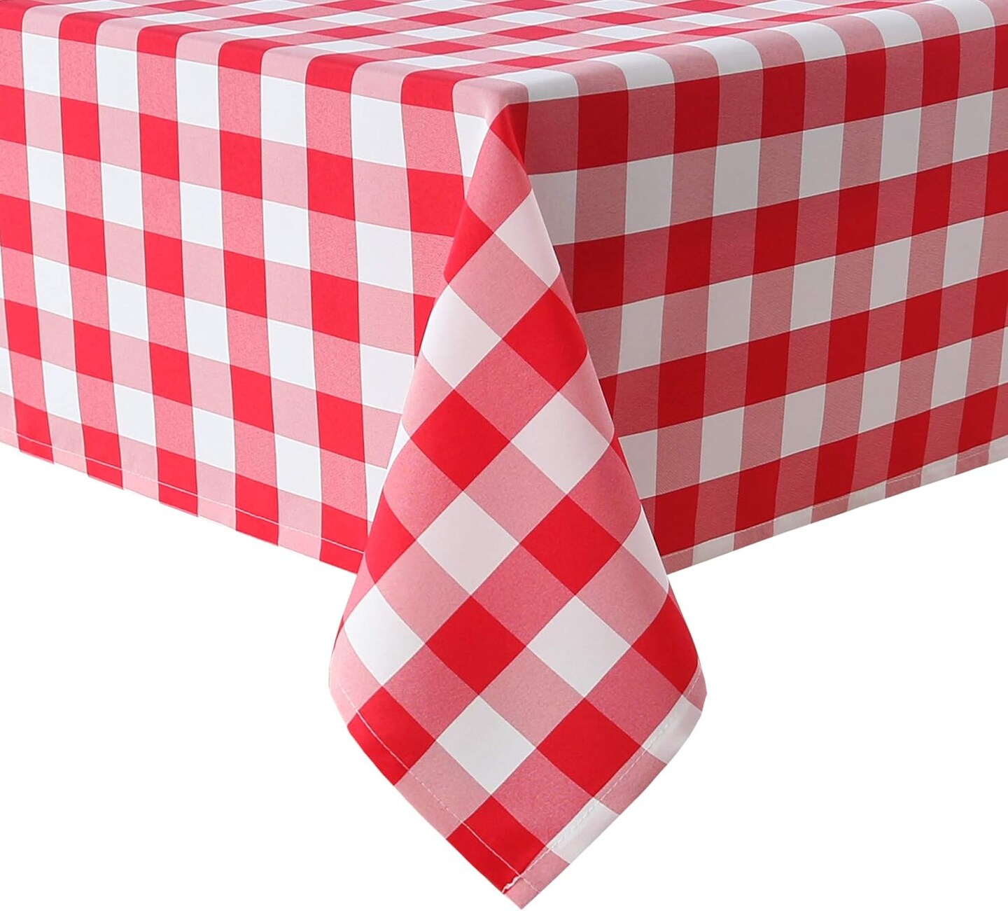 Red and White Checkered Rectangle Tablecloth – Stain-Resistant, Waterproof & Washable Plaid Table Cover for Picnic, Holiday Dinners and Kitchen, 60 x 120 Inches