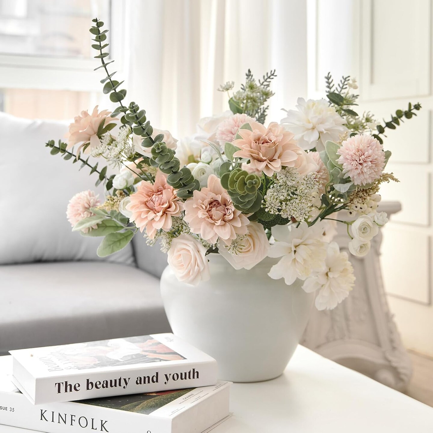 Artificial Flowers Bouquets, Artificial Silk Flowers Bouquets for Wedding, Home Table Decorations, Wedding Centerpieces Bouquets Flowers Arrangement Decorations