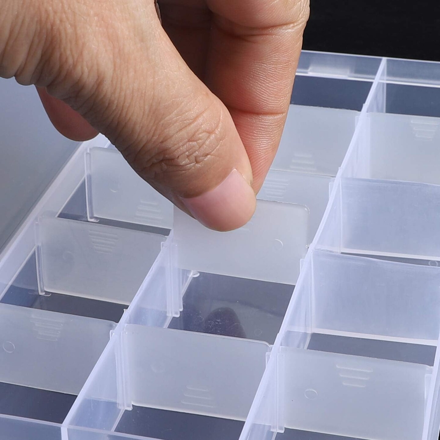 10-Pack 15-Grid Plastic Bead Organizer Boxes – Clear Storage Containers with Adjustable Dividers for Diamond Painting, Jewelry, Crafts, Sewing, Cross Stitch, and Small Fishing Tackle