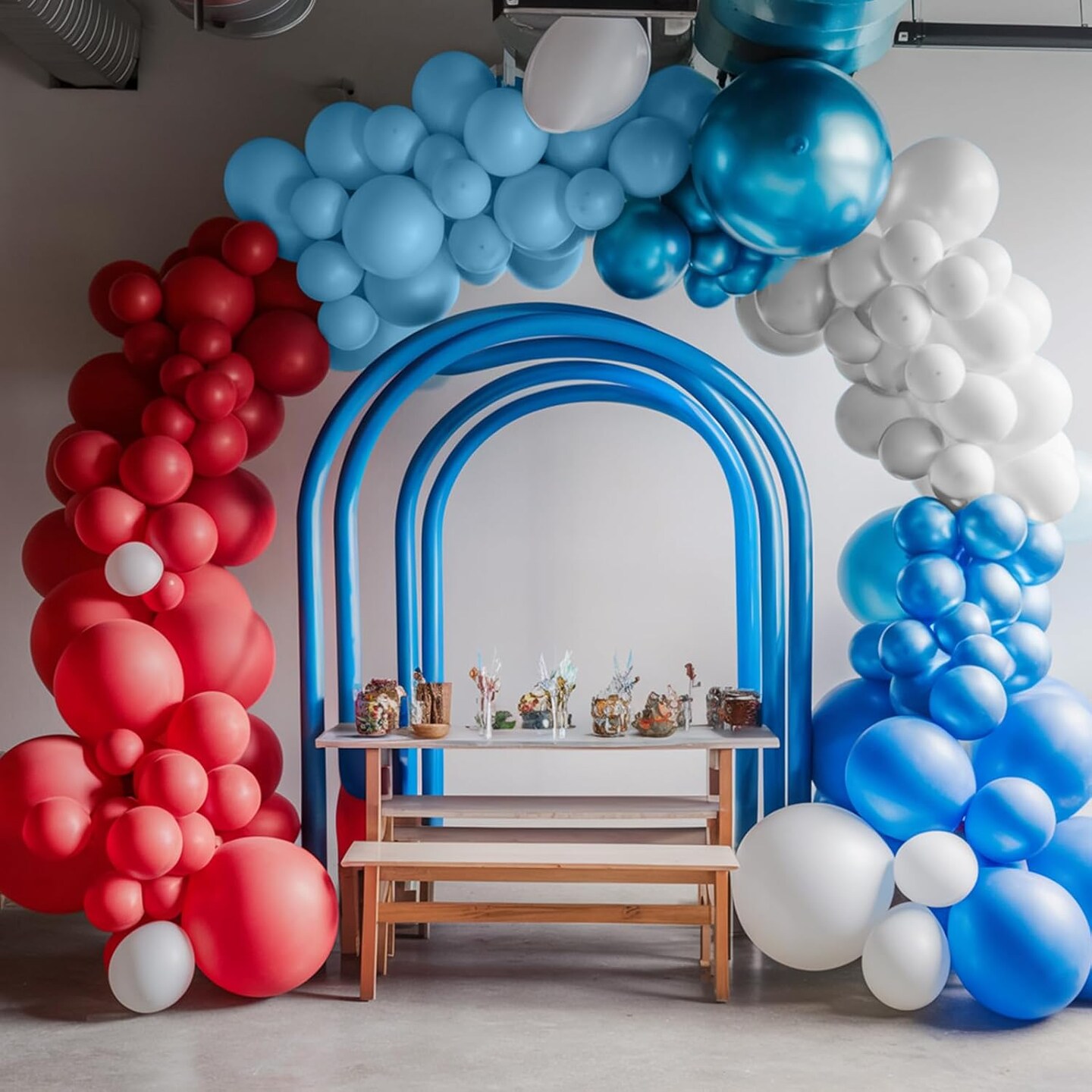Red Blue White Balloon Set,12 Inchs Red White Blue Balloons, Blue and Red Party Balloons for Boys Kids Birthday Shower Graduation Party Decorations