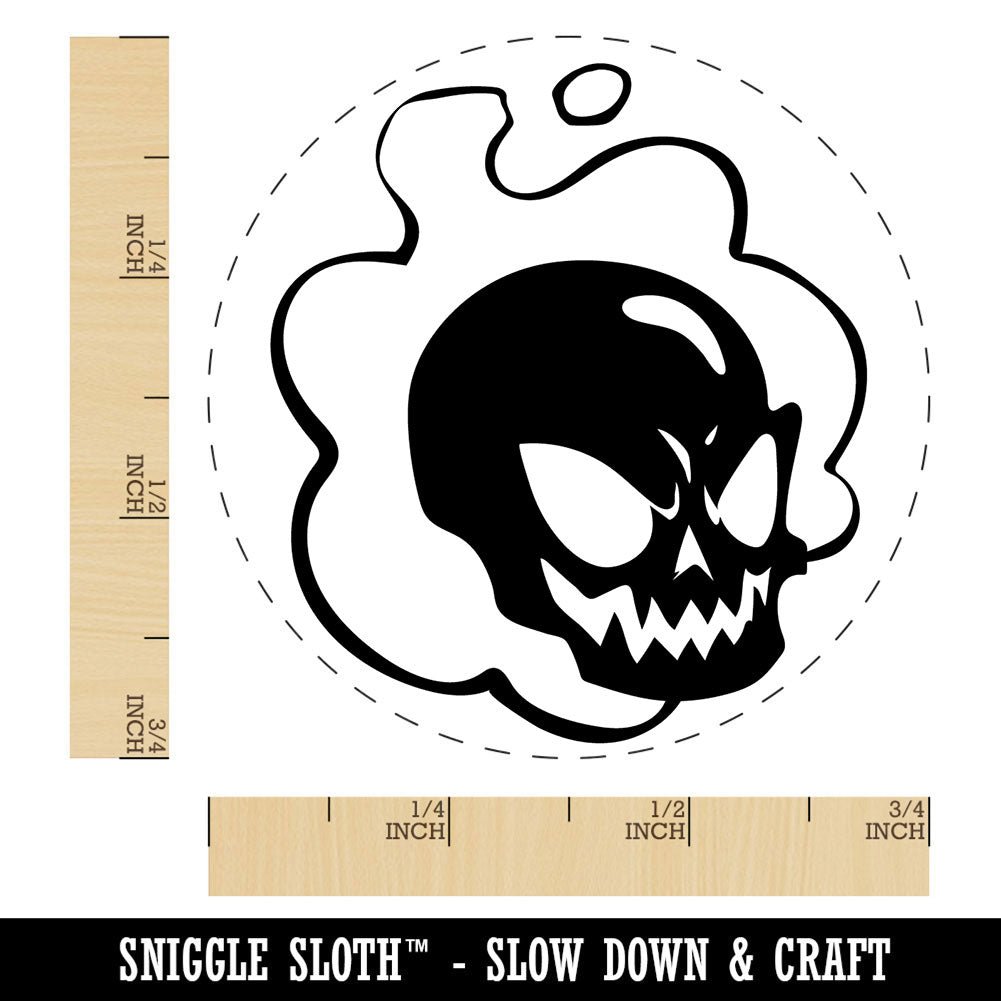 Flaming Cartoon Ghost Skull Bone Monster Spirit Apparition Self-Inking Rubber Stamp for Stamping Crafting Planners