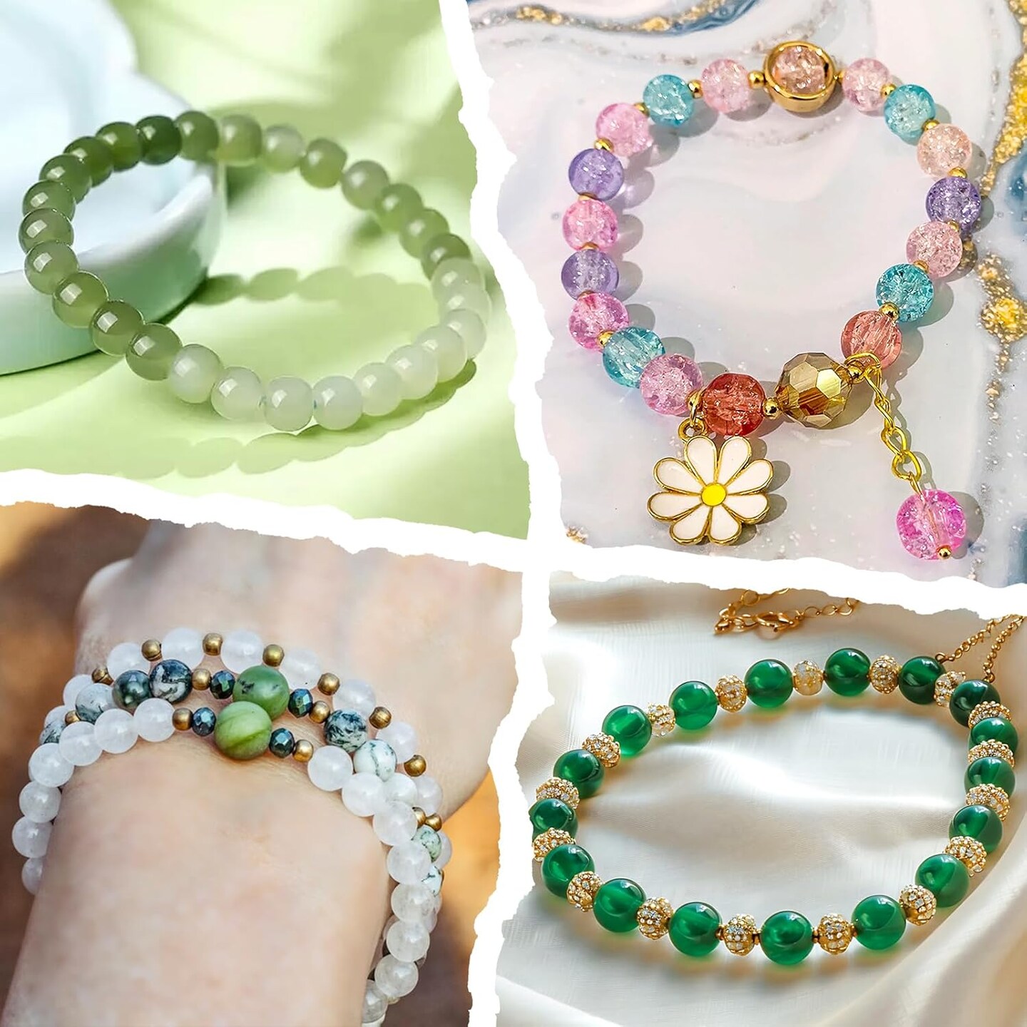 1200PCS 6mm Glass Beads Bracelet Making Set (Multicolor 1Box)