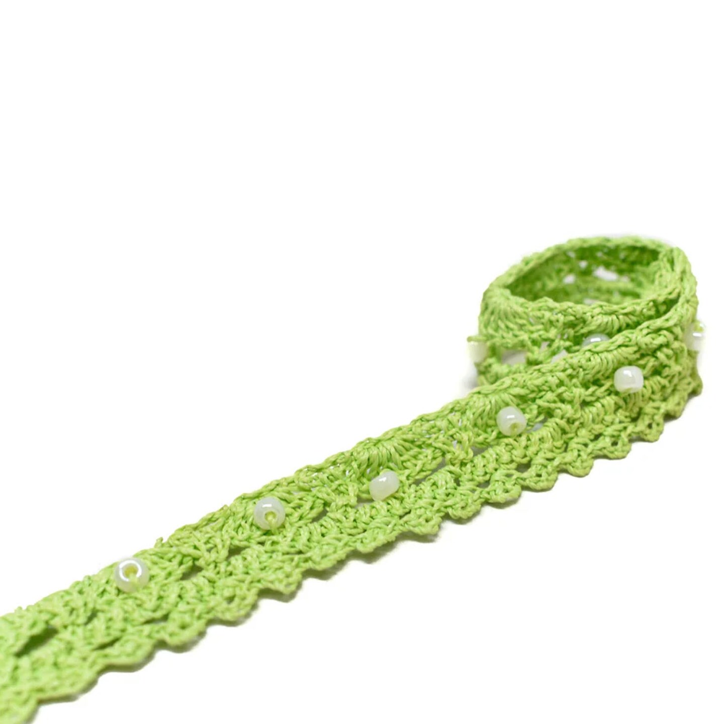 1 Yard Crochet Beaded Trim Decorative DIY Craft Ribbon 0.625 inch Width