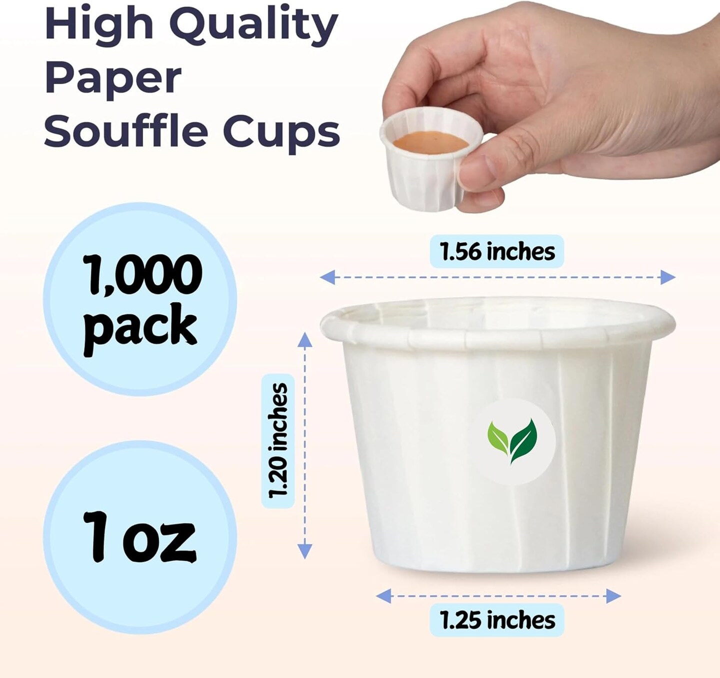 1 Oz Paper Cups (1000 PACK) - Souffle Cups Ideal To Use As Ketchup Containers, Disposable Medicine & Pill, Sample Cups and Condiments