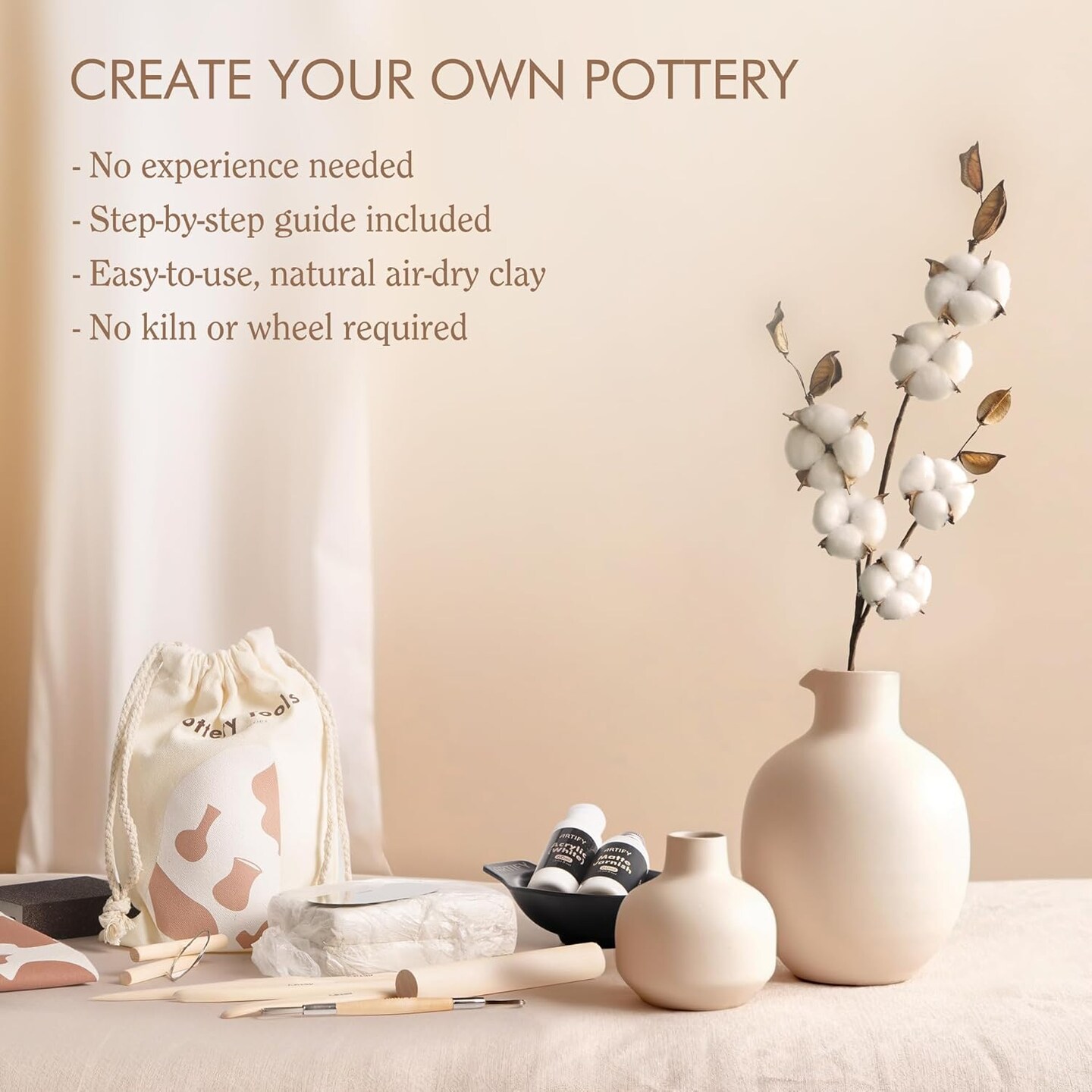 ARTIFY Air Dry Clay Kit for Adults, DIY Pottery Craft Airdry Tool Kit at Home, Art Hobby Clay Sculpting Modeling Making, Date Night Couples Family Beginners Birthday Gifts