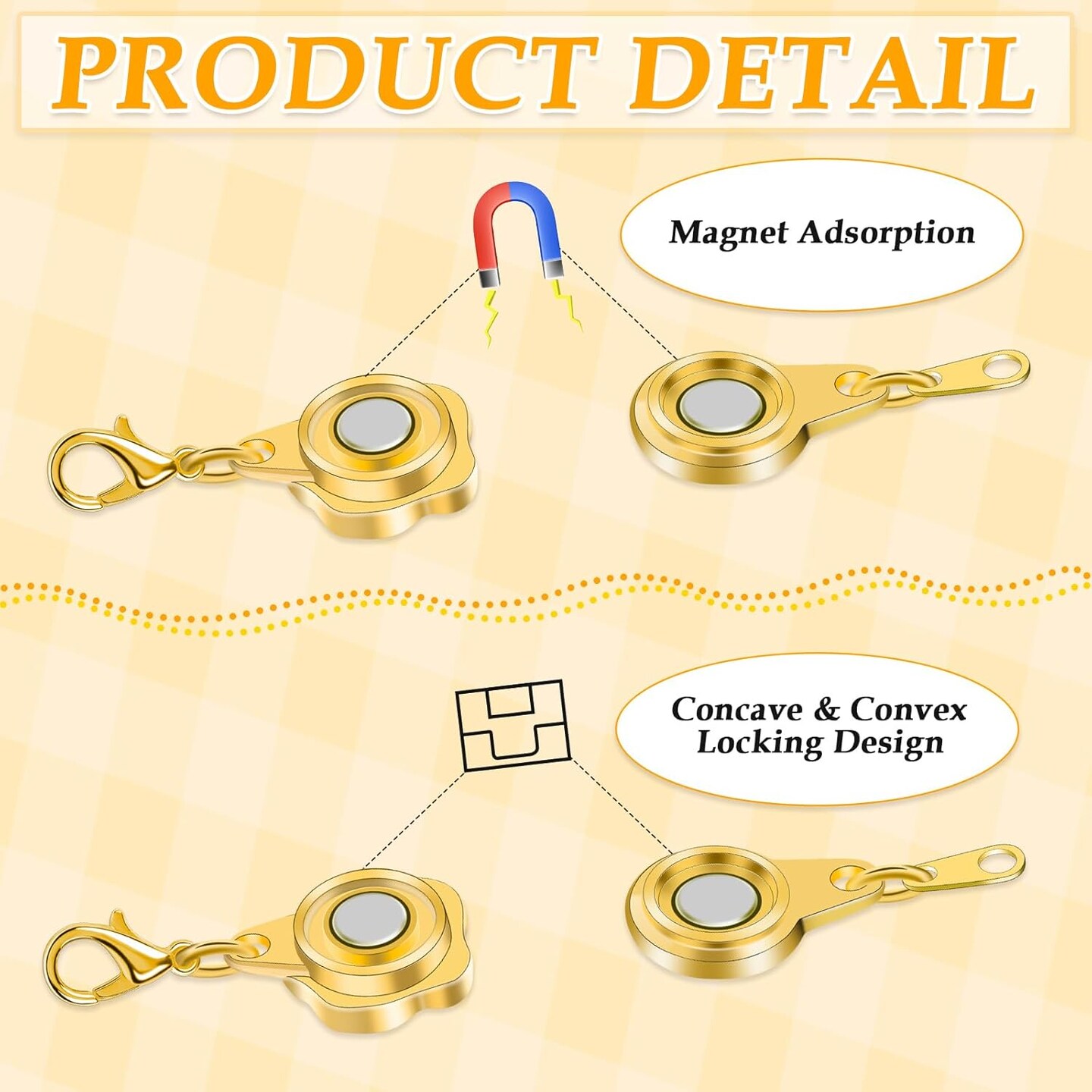 12Pcs Magnetic Necklace Clasps and Closures, Locking Magnetic Jewelry Clasps, Magnetic Necklace Extender, Necklace Clasp Helper for Necklaces, Bracelets and Jewelry