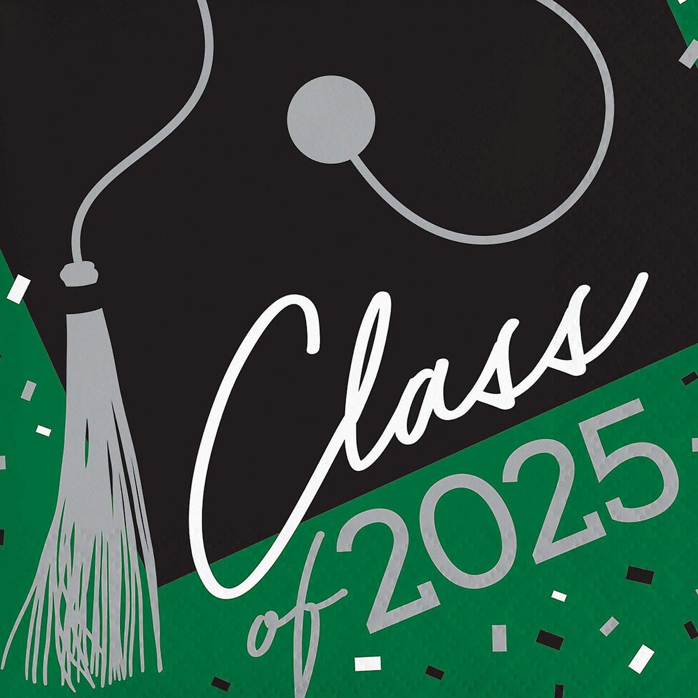 School Spirit Green Class of 2025 Beverage Napkins Kit 108 Count