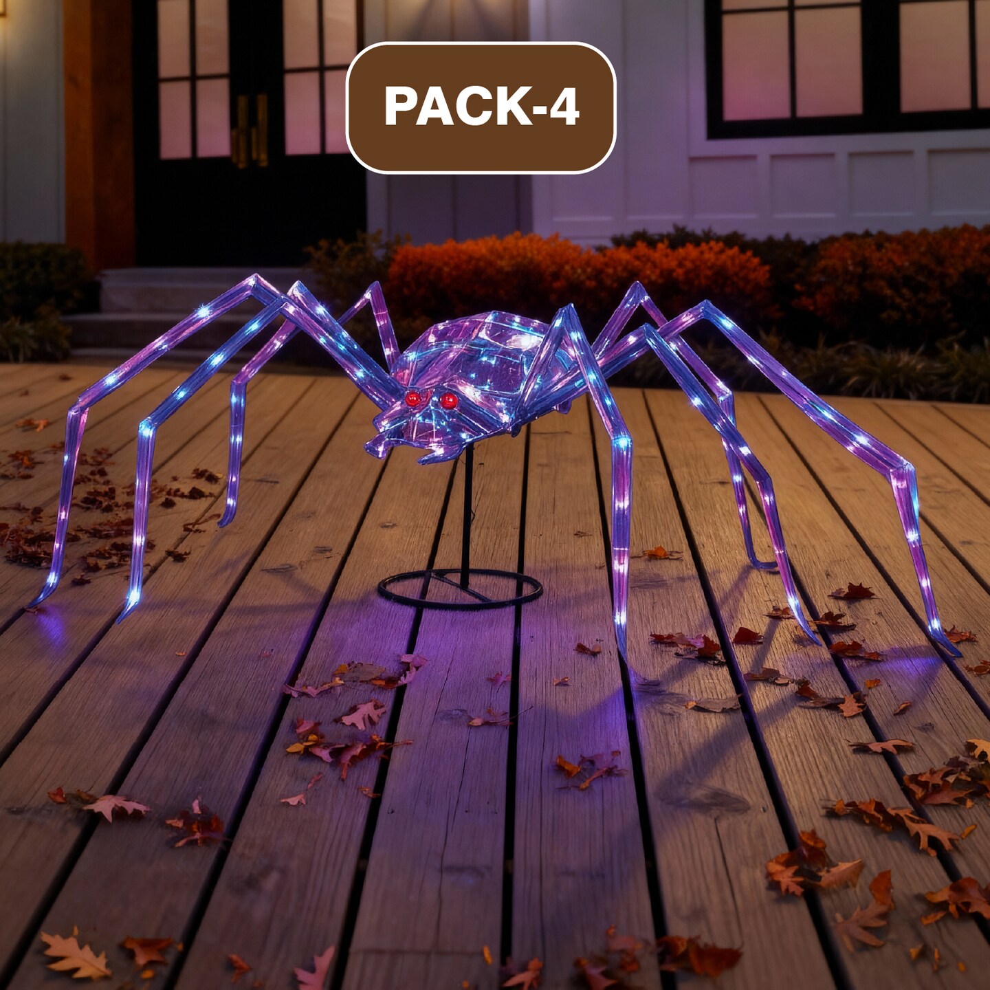 Outdoor Halloween Spider Decoration – Pre-Lit 5.5-Foot Prismatic