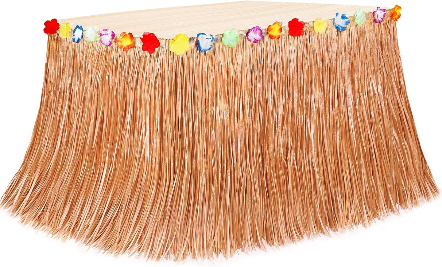 Luau Party Decorations, 1PCS Yellow Hawaiian Table Skirt Party Decorations, Flower 108 X 29.5&#x22; Grass Table Skirts Luau Party Favors, Luau Table Skirt for Summer Tropical Hula Parties Decor Accessories