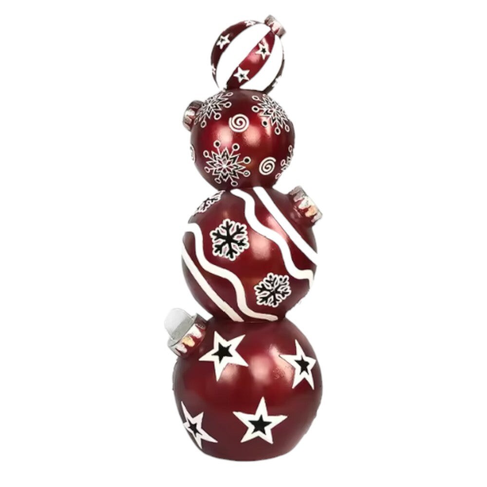 35&#x22; Red &#x26; White Resin Led 4 Stacked Ornaments for Indoor or Outdoor