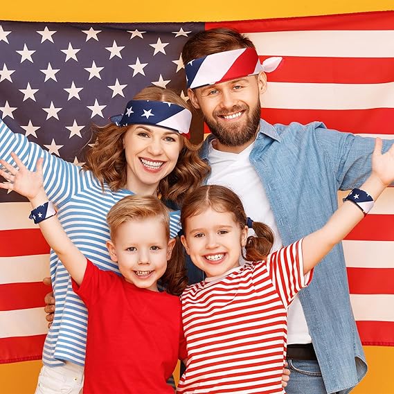 100 Pieces Independence Day American Flag Bandanas USA Bandana 4th of July Accessories for Men Women Pet Patriotic Parades