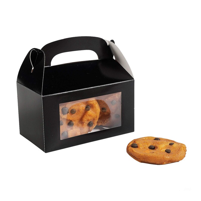6" x 7" Orange Cardstock Treat Boxes with Display Window Set of 12