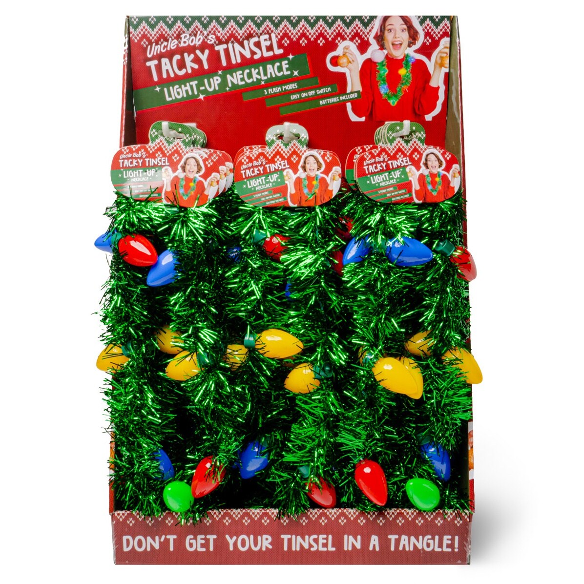 Uncle Bob's Tacky Tinsel Light-Up Necklaces-24 Piece Assortment