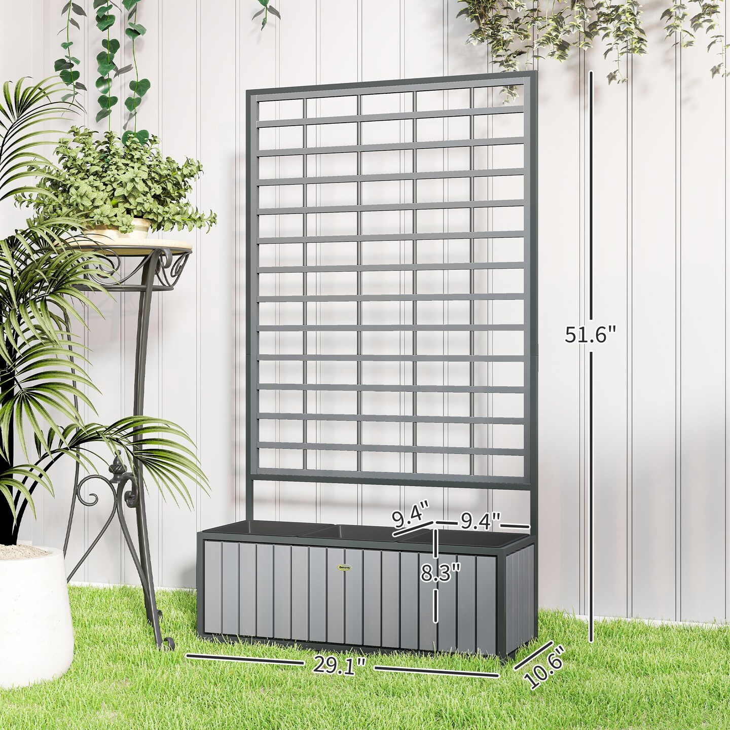 Raised Garden Bed with Trellis &#x26; Removable Pots