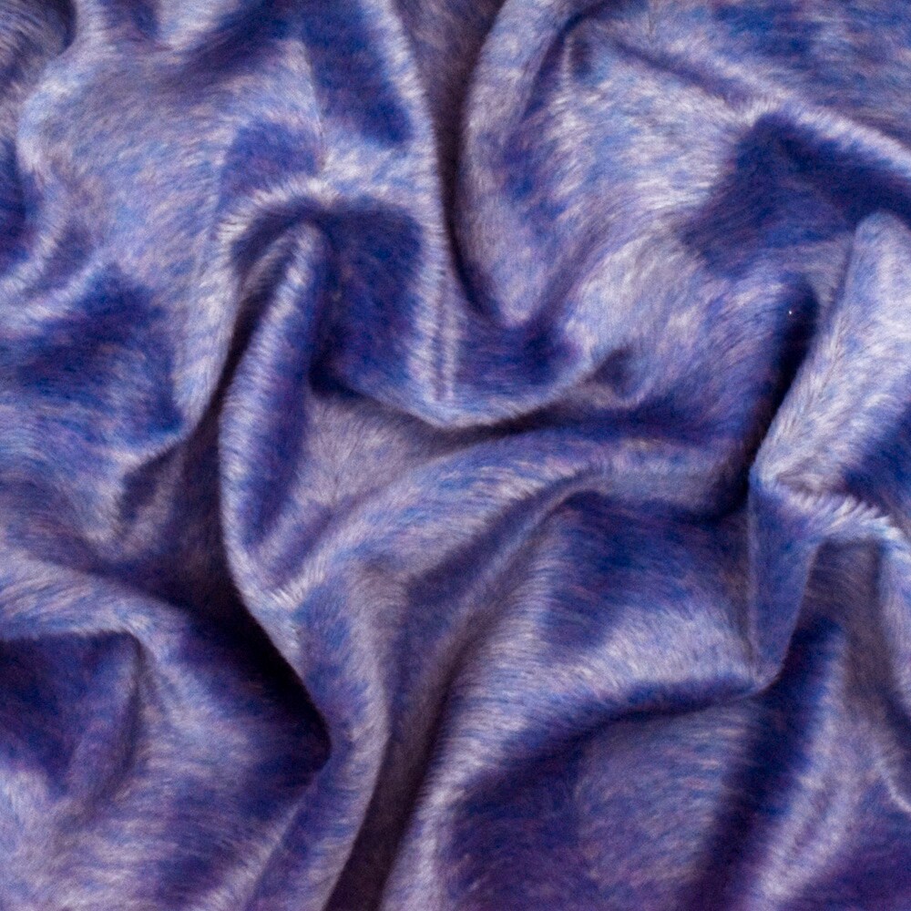 Periwinkle Blue-Purple-Grey Wave Texture Polyester Faux Fur Knit Fabric By the Yard