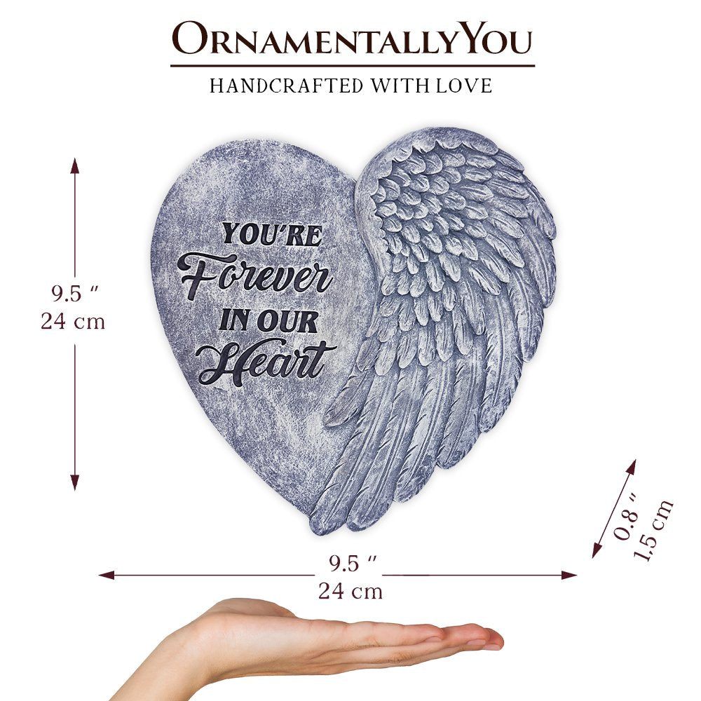 You&#x2019;re Forever in Our Hearts Angel Wing Stepping Stone, 9.5&#x22; Garden Decorative Memorial Resin Figurine