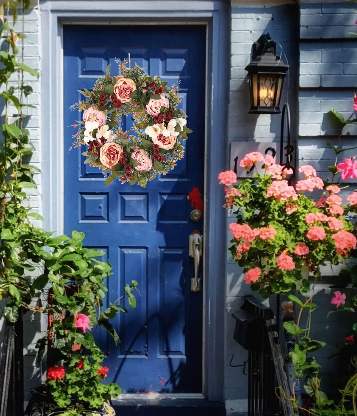 Floral Wreaths Summer Wreaths for Front Door, Artificial Handmade Front Door Wreaths Summer Wreaths