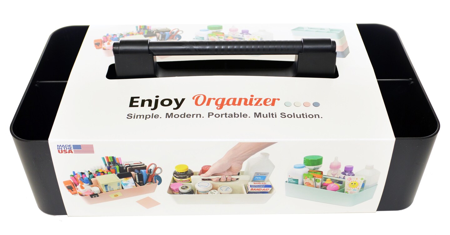 Enjoy Organizer 4 Pack Portable Caddy Stackable Plastic Caddy with Handle Desk, Makeup, Dorm Caddy, Classroom Art Organizers - Made In USA